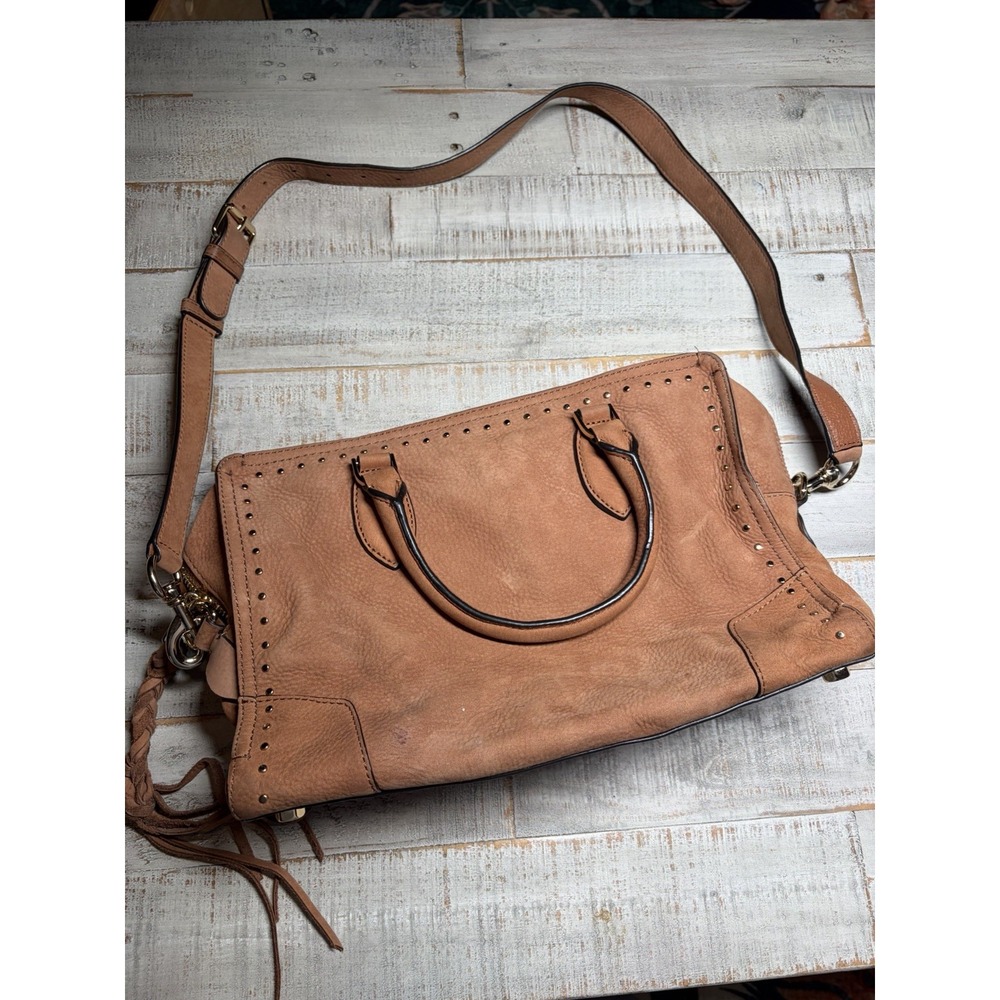 Rebecca Minkoff Regan Satchel Brush Leather Brown Top Handle Crossbody Tote Bag
